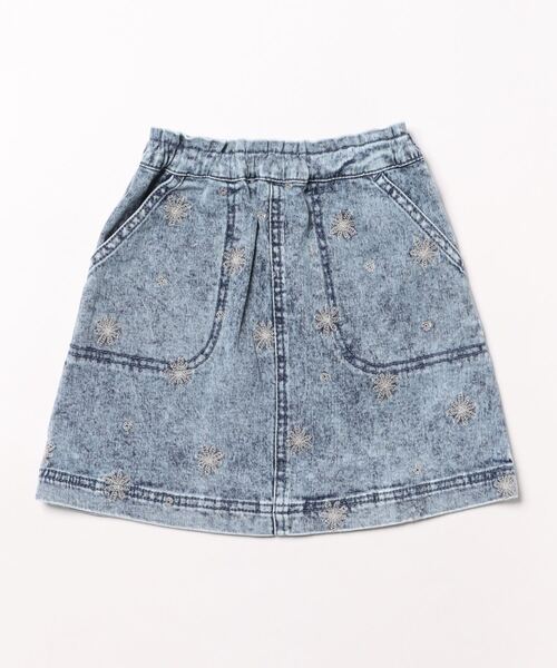 HAKKA KIDS（ハッカキッズ）の「フラワードット刺繍7オンスストレッチデニムスカート（デニムスカート・キッズ・ネイビー/ブルー・110cm/120cm/130cm/100cm）」の3枚目の写真