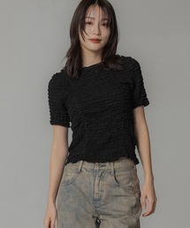 PUBLIC TOKYO（パブリックトウキョウ）の「シャーリングハーフスリーブTOP（Tシャツ/カットソー）」