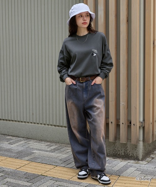 Disney（ディズニー）の「【Disney】別注 / ミッキーマウス / オールドグラフィックプリントTシャツ（Tシャツ/カットソー・レディース・ネイビー/ブラック系/アイボリー系/グリーン/スミクロ/ワイン/ホワイト系1/ネイビー系1/ブラック系1/ワイン系・M/L）」の16枚目の写真