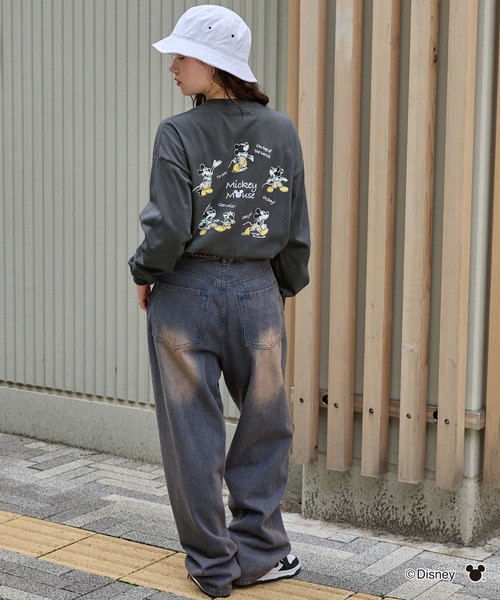 Disney（ディズニー）の「【Disney】別注 / ミッキーマウス / オールドグラフィックプリントTシャツ（Tシャツ/カットソー・レディース・ネイビー/ブラック系/アイボリー系/グリーン/スミクロ/ワイン/ホワイト系1/ネイビー系1/ブラック系1/ワイン系・M/L）」の15枚目の写真