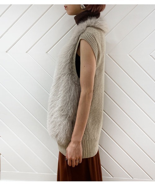 GALENA（ガレナ）の「【GALENA/ガレナ】ニットコンビフェイクファーベスト（ベスト・レディース・ベージュ/ホワイト/ブラック・FREE）」の19枚目の写真