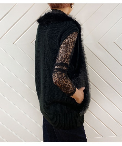 GALENA（ガレナ）の「【GALENA/ガレナ】ニットコンビフェイクファーベスト（ベスト・レディース・ベージュ/ホワイト/ブラック・FREE）」の15枚目の写真