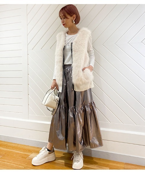 GALENA（ガレナ）の「【GALENA/ガレナ】ニットコンビフェイクファーベスト（ベスト・レディース・ベージュ/ホワイト/ブラック・FREE）」の10枚目の写真