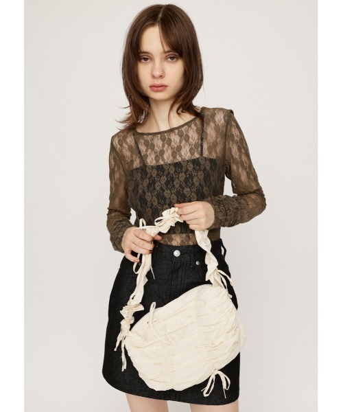 SLY（スライ）の「SHIRRING RIBBON NYLON BAG シャーリング リボン ナイロン バッグ（ショルダーバッグ・レディース・オフホワイト/ブラック/レッド・FREE）」の13枚目の写真