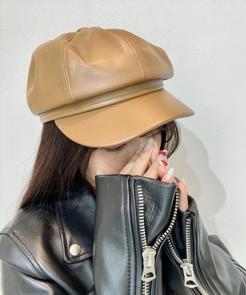Burner(バーナー)の「【OKUOKU 0909】キャスケット キャップ フェイクレザー oku-bosi-687704818204-14【RBTS】(キャスケット・レディース・ブラック/ブラウン系その他/オフホワイト/レッド/ダークブラウン/ベージュ・FREE)」の5枚目の写真
