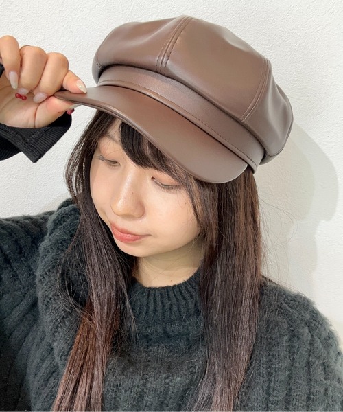 Burner(バーナー)の「【OKUOKU 0909】キャスケット キャップ フェイクレザー oku-bosi-687704818204-14【RBTS】(キャスケット・レディース・ブラック/ブラウン系その他/オフホワイト/レッド/ダークブラウン/ベージュ・FREE)」の8枚目の写真