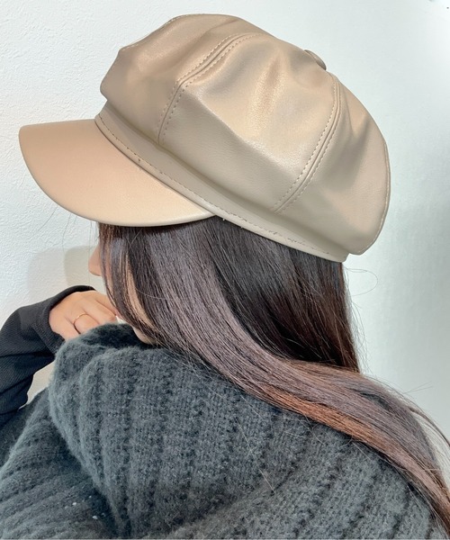 Burner(バーナー)の「【OKUOKU 0909】キャスケット キャップ フェイクレザー oku-bosi-687704818204-14【RBTS】(キャスケット・レディース・ブラック/ブラウン系その他/オフホワイト/レッド/ダークブラウン/ベージュ・FREE)」の15枚目の写真