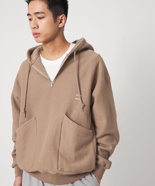 CITEN(シテン)の「<CITEN>ハーフジップスウェットフーディー(スウェット・メンズ・ライトグレー/ブラック/ライラック/イエロー/ネイビー/ダークグレー/ライトブルー/パープル/オフホワイト/モカ/コバルトブルー・L/S/M)」の5枚目の写真