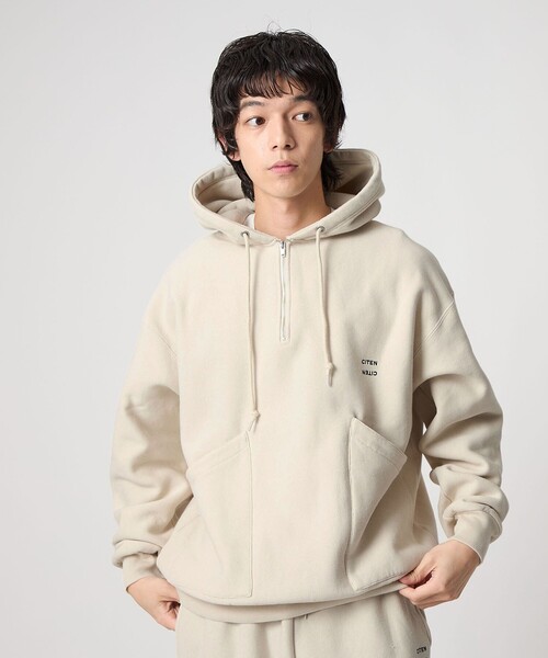 CITEN(シテン)の「<CITEN>ハーフジップスウェットフーディー(スウェット・メンズ・ライトグレー/ブラック/ライラック/イエロー/ネイビー/ダークグレー/ライトブルー/パープル/オフホワイト/モカ/コバルトブルー・L/S/M)」の20枚目の写真