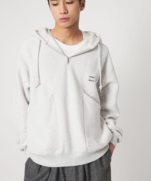 CITEN(シテン)の「<CITEN>ハーフジップスウェットフーディー(スウェット・メンズ・ライトグレー/ブラック/ライラック/イエロー/ネイビー/ダークグレー/ライトブルー/パープル/オフホワイト/モカ/コバルトブルー・L/S/M)」の16枚目の写真