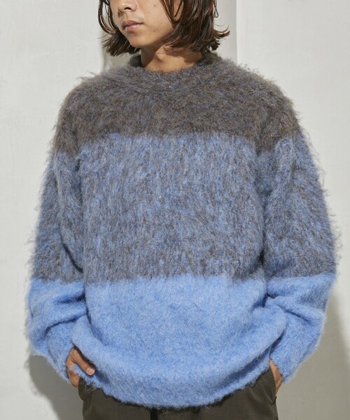 Firsthand（ファーストハンド）の「Firsthand/ファーストハンド グラデーションシャギークルーネックニット / シャギーニット（ニット/セーター・メンズ・ブルー/ベージュ/ブラック・1/0）」の8枚目の写真