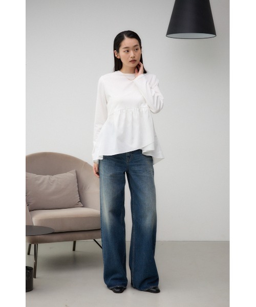 AZUL by moussy(アズールバイマウジー)の「キリカエデザインTシャツ(Tシャツ/カットソー・レディース・ブラック/オフホワイト/チャコールグレー・FREE)」の6枚目の写真