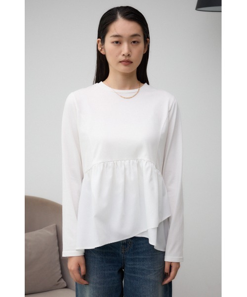 AZUL by moussy(アズールバイマウジー)の「キリカエデザインTシャツ(Tシャツ/カットソー・レディース・ブラック/オフホワイト/チャコールグレー・FREE)」の7枚目の写真