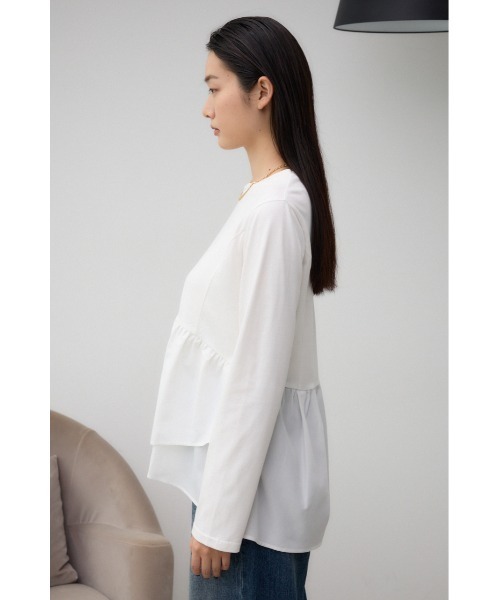 AZUL by moussy(アズールバイマウジー)の「キリカエデザインTシャツ(Tシャツ/カットソー・レディース・ブラック/オフホワイト/チャコールグレー・FREE)」の8枚目の写真