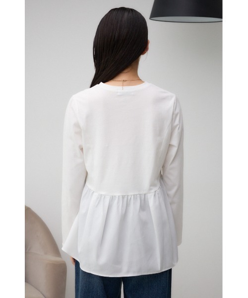 AZUL by moussy(アズールバイマウジー)の「キリカエデザインTシャツ(Tシャツ/カットソー・レディース・ブラック/オフホワイト/チャコールグレー・FREE)」の9枚目の写真