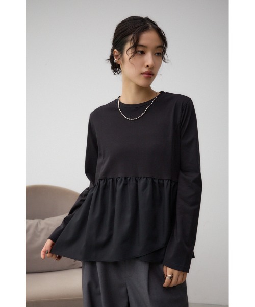 AZUL by moussy(アズールバイマウジー)の「キリカエデザインTシャツ(Tシャツ/カットソー・レディース・ブラック/オフホワイト/チャコールグレー・FREE)」の15枚目の写真