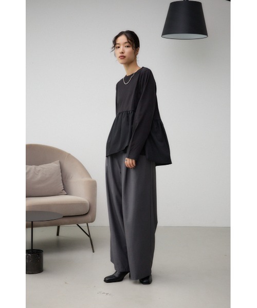 AZUL by moussy(アズールバイマウジー)の「キリカエデザインTシャツ(Tシャツ/カットソー・レディース・ブラック/オフホワイト/チャコールグレー・FREE)」の16枚目の写真