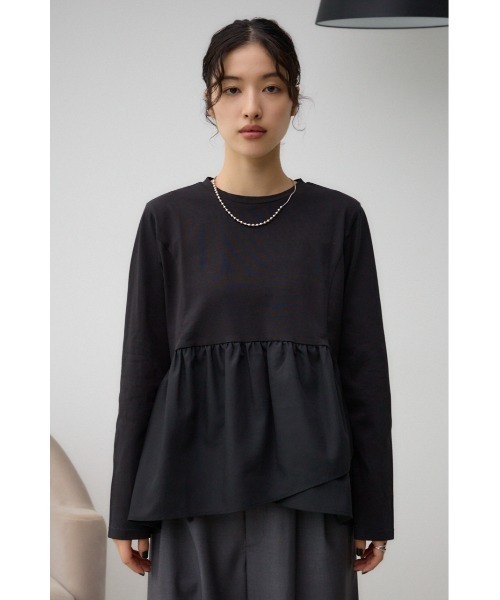 AZUL by moussy(アズールバイマウジー)の「キリカエデザインTシャツ(Tシャツ/カットソー・レディース・ブラック/オフホワイト/チャコールグレー・FREE)」の17枚目の写真