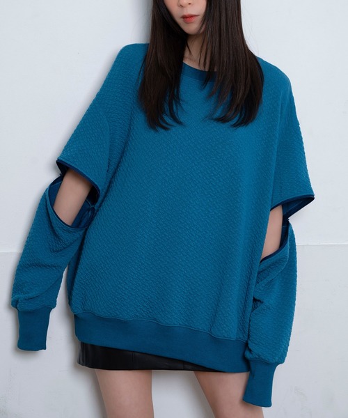 Nora Lily(ノラリリー)の「【Nora Lily】Open Sleeve Cut Top(UNISEX)(Tシャツ/カットソー・メンズ・ラベンダー/ライトイエロー/ブルー・FREE)」の2枚目の写真