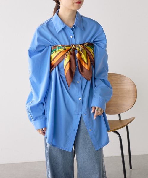 NUNIFE(ユニフィー)の「【UNISEX】袖パイピングシャツ(シャツ/ブラウス・レディース・ブラック/ブルー/ライトグレー・FREE)」の4枚目の写真