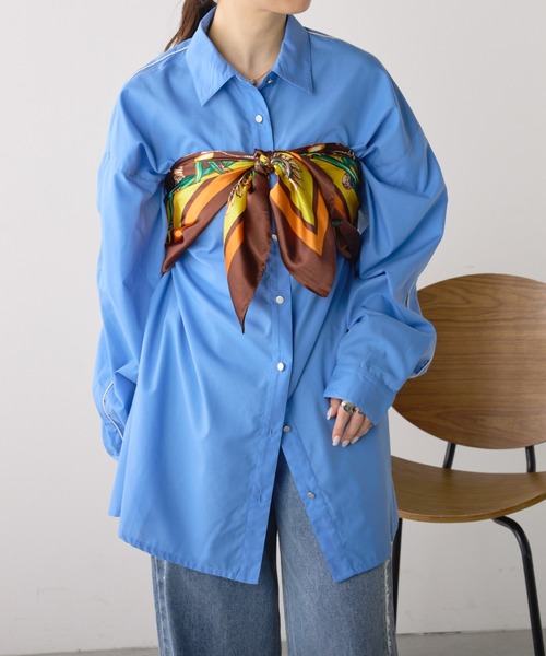 NUNIFE(ユニフィー)の「【UNISEX】袖パイピングシャツ(シャツ/ブラウス・レディース・ブラック/ブルー/ライトグレー・FREE)」の5枚目の写真