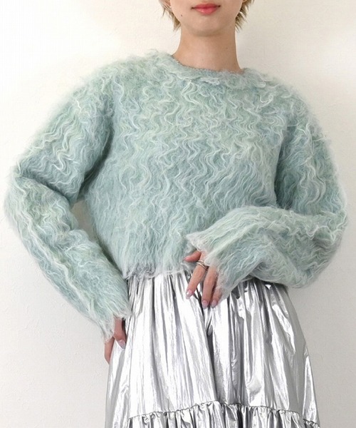 ニット セーター モンスターシャギーニットクロップドプルオーバー レディース STYLEBLOCK ニット セーター モンスターシャギーニット