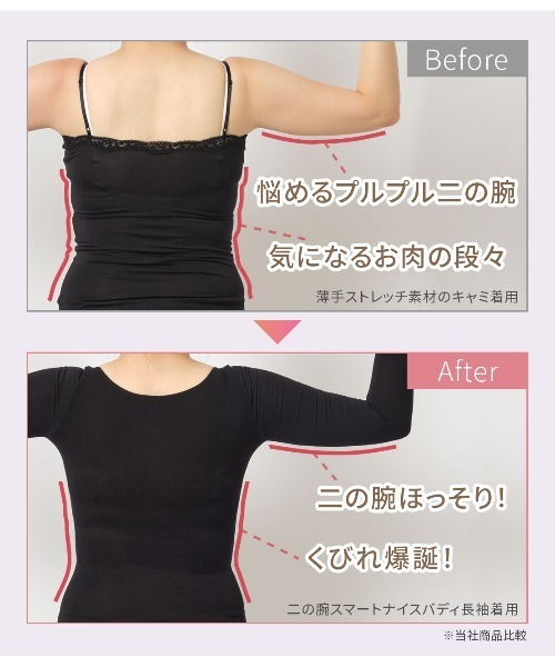 PEACH JOHN（ピーチジョン）の「二の腕スマートナイスバディ長袖（インナーウェア/肌着・レディース・アッシュグレー/ベージュ/ブラック・MEDIUM/LARGE/SMALL）」の6枚目の写真