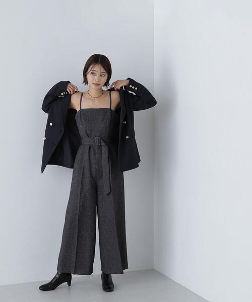 NATURAL BEAUTY BASIC（ナチュラルビューティーベーシック）の「◇【Oggi掲載】ベルテッドオールインワン（つなぎ/オールインワン・レディース・チャコールグレー/ブラウン・MEDIUM）」の4枚目の写真