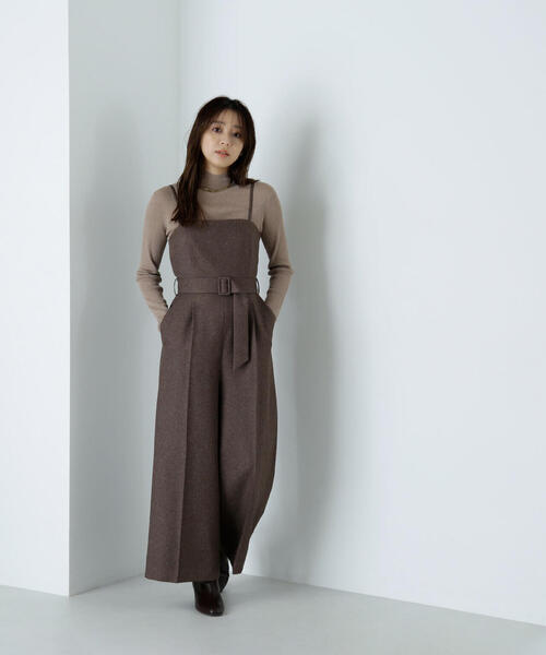 NATURAL BEAUTY BASIC（ナチュラルビューティーベーシック）の「◇【Oggi掲載】ベルテッドオールインワン（つなぎ/オールインワン・レディース・チャコールグレー/ブラウン・MEDIUM）」の9枚目の写真