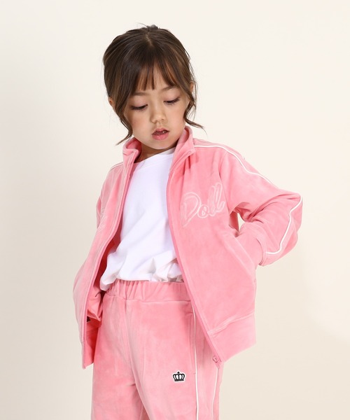 BABYDOLL(ベビードール)の「親子お揃い パイピングベロアジャケット 9824K (ボトムス別売)(ジャージ・キッズ・ピンク/ブラック/オフホワイト・80cm/100cm/110cm/120cm/130cm/140cm/150cm/90cm)」の8枚目の写真