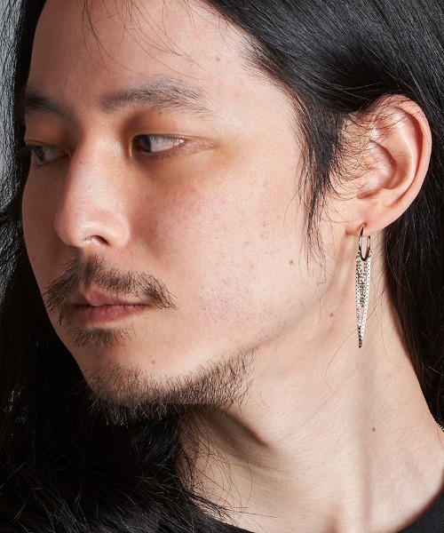 NO ID.（ノーアイディ）の「ab1716- ｽｲﾝｸﾞﾁｪｰﾝﾌｪｲｸﾋﾟｱｽ（ピアス（片耳用）・メンズ・シルバー・ONE SIZE）」の9枚目の写真
