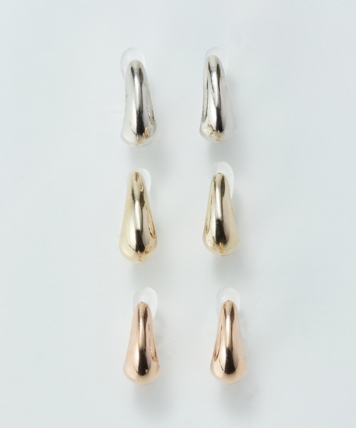 Phoebe（フィービィー）の「【痛くないシリーズ/金属アレルギー対応】ぷっくりモードクリスタルループフィットイヤリング/大ぶり（イヤリング・レディース・シルバー/イエローゴールド/シャンパン・FREE）」の5枚目の写真