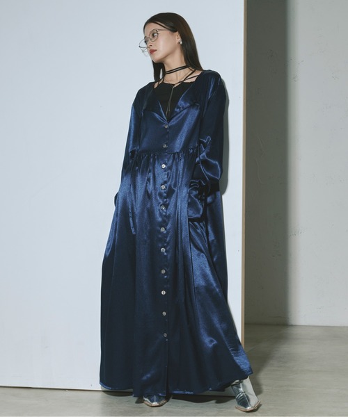 クルーネック シャツワンピース ショートドレス レトロ 格子柄 Vintage glow 2way neck シャツドレス（ワンピース）｜Ezick