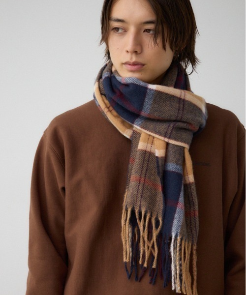 AZUL by moussy(アズールバイマウジー)の「ソフトタッチマフラー(マフラー・メンズ・ブラック/ブルー系その他3/ベージュ系その他/ブラック系その他/グレー・FREE)」の1枚目の写真