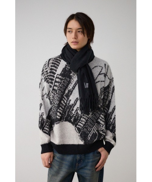 AZUL by moussy(アズールバイマウジー)の「ソフトタッチマフラー(マフラー・メンズ・ブラック/ブルー系その他3/ベージュ系その他/ブラック系その他/グレー・FREE)」の7枚目の写真