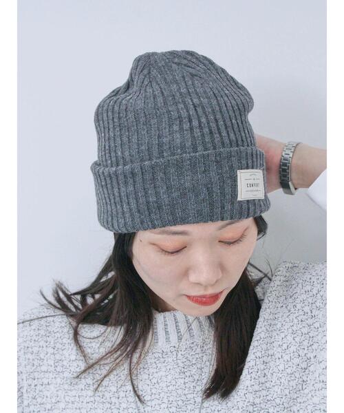 Samansa Mos2 blue（サマンサモスモスブルー）の「リブニット帽（ハット・レディース・チャコールグレー/ブラック/オレンジ/ブルー・F）」の7枚目の写真