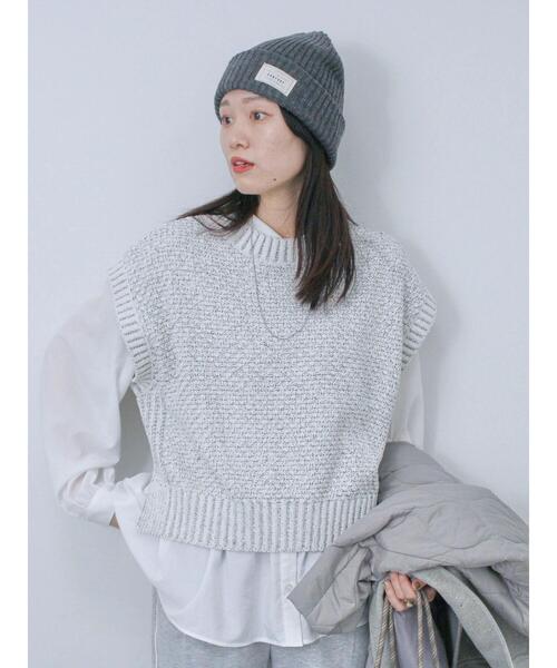 Samansa Mos2 blue（サマンサモスモスブルー）の「リブニット帽（ハット・レディース・チャコールグレー/ブラック/オレンジ/ブルー・F）」の9枚目の写真