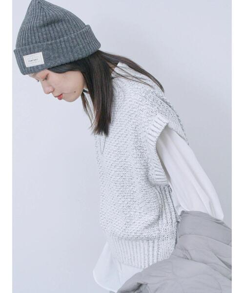 Samansa Mos2 blue（サマンサモスモスブルー）の「リブニット帽（ハット・レディース・チャコールグレー/ブラック/オレンジ/ブルー・F）」の10枚目の写真