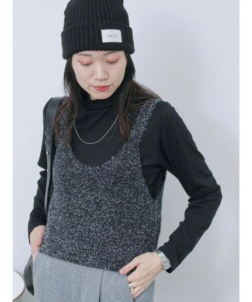 Samansa Mos2 blue（サマンサモスモスブルー）の「リブニット帽（ハット・レディース・チャコールグレー/ブラック/オレンジ/ブルー・F）」の21枚目の写真