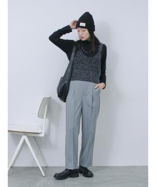 Samansa Mos2 blue（サマンサモスモスブルー）の「リブニット帽（ハット・レディース・チャコールグレー/ブラック/オレンジ/ブルー・F）」の22枚目の写真