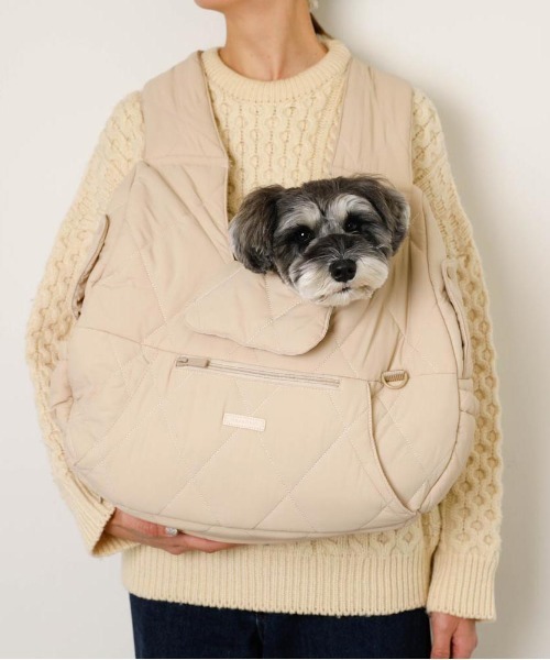 モンシェリ犬用メッシュキャリーバッグ アイボリー moncheri モンシェリ] キルティングメッシュ付きフロント