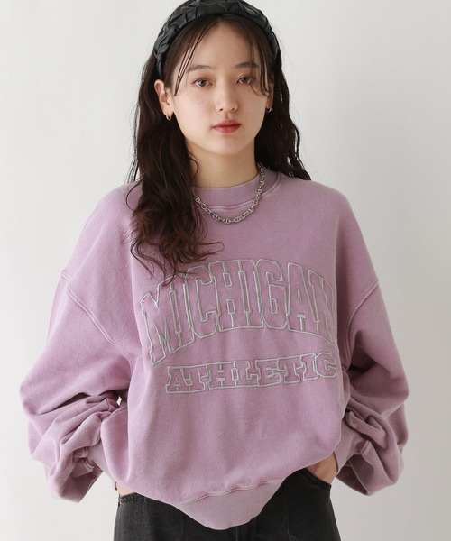 RAGEBLUE（レイジブルー）の「＜選べるMIDDLE&LONG丈＞カレッジロゴ刺繍/ピグメントルーズスウェット（スウェット・レディース・スミクロ/ピンク/ブルー・MEDIUM/LARGE）」の15枚目の写真