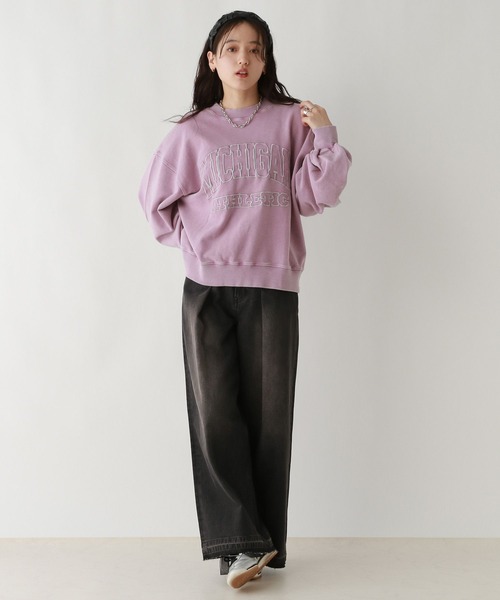 RAGEBLUE（レイジブルー）の「＜選べるMIDDLE&LONG丈＞カレッジロゴ刺繍/ピグメントルーズスウェット（スウェット・レディース・スミクロ/ピンク/ブルー・MEDIUM/LARGE）」の14枚目の写真