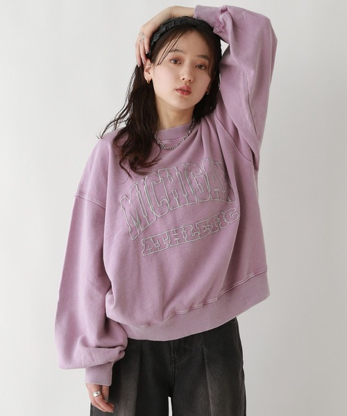 RAGEBLUE（レイジブルー）の「＜選べるMIDDLE&LONG丈＞カレッジロゴ刺繍/ピグメントルーズスウェット（スウェット・レディース・スミクロ/ピンク/ブルー・MEDIUM/LARGE）」の16枚目の写真