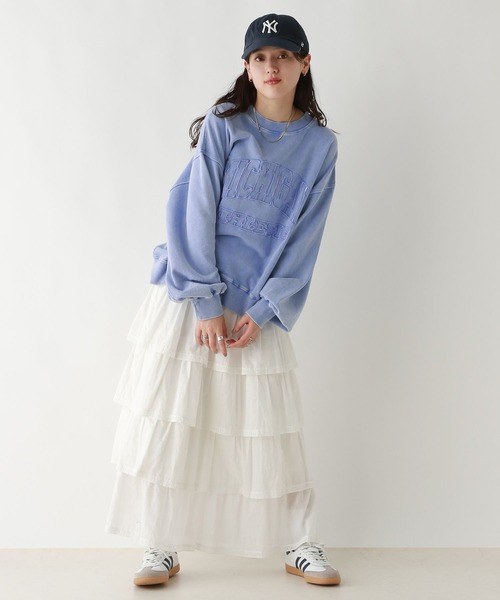 RAGEBLUE（レイジブルー）の「＜選べるMIDDLE&LONG丈＞カレッジロゴ刺繍/ピグメントルーズスウェット（スウェット・レディース・スミクロ/ピンク/ブルー・MEDIUM/LARGE）」の21枚目の写真