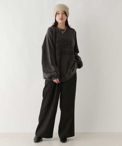 RAGEBLUE（レイジブルー）の「＜選べるMIDDLE&LONG丈＞カレッジロゴ刺繍/ピグメントルーズスウェット（スウェット・レディース・スミクロ/ピンク/ブルー・MEDIUM/LARGE）」の10枚目の写真