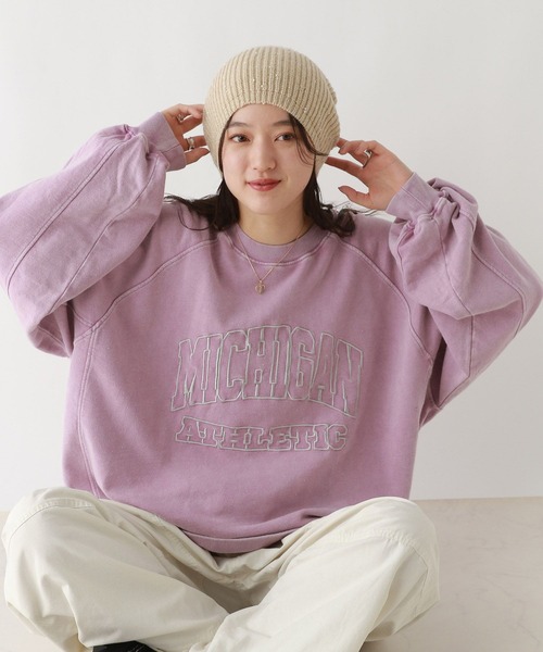 RAGEBLUE（レイジブルー）の「＜選べるMIDDLE&LONG丈＞カレッジロゴ刺繍/ピグメントルーズスウェット（スウェット・レディース・スミクロ/ピンク/ブルー・MEDIUM/LARGE）」の17枚目の写真