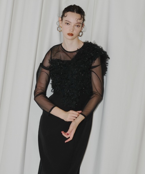 セール】フリンジグリッターノットドレス / fringe glitter knot dress