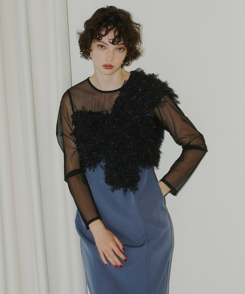 セール】フリンジグリッターノットドレス / fringe glitter knot dress セール】フリンジグリッターノットドレス / fringe glitter knot dress