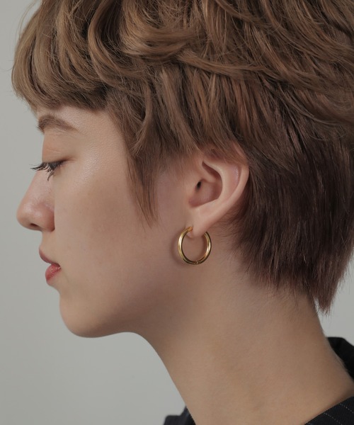 セール】金属アレルギー対応 ワンタッチフープピアス 21mm 316L